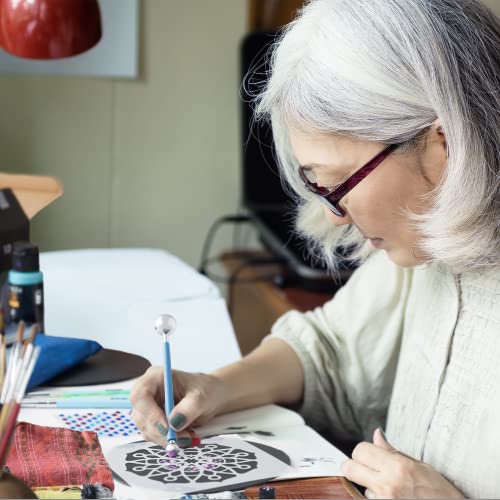 Arteza Mandala Dotting Tools, 49 Pieces — 9 Stencils, 6 Black Paper Circles, 3 Paintbrushes, 3 Rhinestone Sticker Sheets, 1 Easel, Art Supplies to ARTEZA