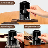 String Action Gauge Ruler, Guitar Set Up Gauge,Multifunctional Guitar Fret Rocker Luthier Tool with Thick Leather Case,Precise Etched, Polished Edge Fematin