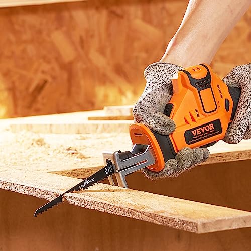 VEVOR Cordless Reciprocating Saw, 0-2700RPM Variable Speed, 0.8" Stroke Fast Cutting, 12V 45 Mins Fast Wireless Charging, Battery Powered with Branch VEVOR