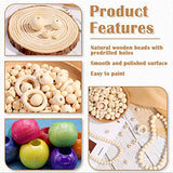 Wooden Beads for Crafts, 660 Pcs Natural Loose Wood Beads Rings Bulk Include Unfinished Beads with Holes, Smooth Wooden Ring, Polygon Spacer Beads Lucomb