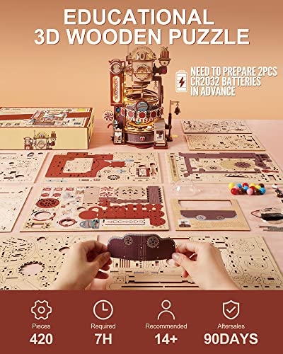 ROKR 3D Wooden Puzzles for Adults-Wooden Marble Run-Wood Puzzles for Adults-Model Building Kits to Build for Adults-Hobbies for Women Men