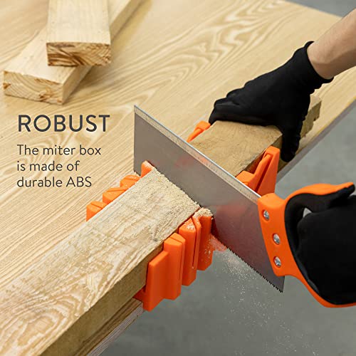 Navaris Miter Box with Saw - Mitre Box with 12" Hand Saw Cutter Tool Included for Cutting Wood Woodwork - Angle Cutter for Joinery Navaris