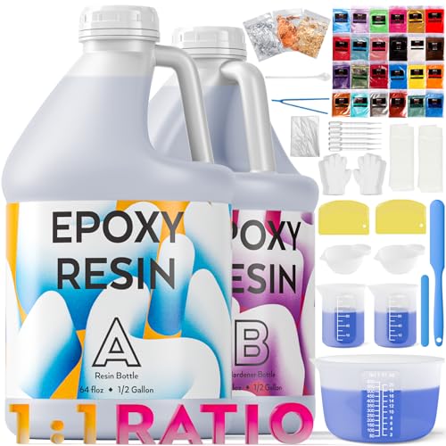 INCLY 1 Gallon Crystal Clear Epoxy Resin Kit, Bubbles Free Epoxy Resin Supplies, Casting & Coating Resin Epoxy for Craft Tabletop, Art Painting,