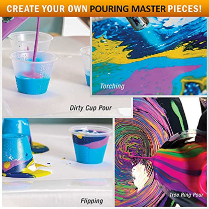 Pouring Masters Halloween 4-Color 8-Ounce Pouring Paint Kit - Acrylic Ready to Pour Pre-Mixed Water Based for Canvas, Wood, Paper, Crafts, Tile, - WoodArtSupply