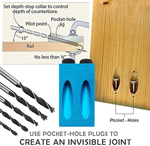 Pocket Hole Jig Dowel Drill Joinery Kit with Clip and Screwdriver Carpenters Wood Woodwork Guides Joint Angle Tool Carpentry Locator Craft DIY Auto-plaza