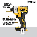 DEWALT 20V MAX XR Drywall Cutting Tool Combo Kit, Cut Out Tool, Drywall Screwgun, Impact Driver, with Batteries, Charger, and Collets Included, 5.0Ah DEWALT