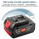Labtec 2 Packs BAT609 18V 6000mAh Lithium Battery Replacement for Bosch 18V Battery BAT609 BAT610G BAT618G BAT619 BAT621 BAT620 Cordless Power Tool Labtec