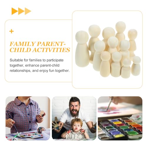 Tofficu Unfinished Wooden Peg Dolls, 36pcs Peg People Doll Bodies Wooden Figures Decorative Peg Doll People for Kids DIY Art Craft Painting Peg Game Tofficu