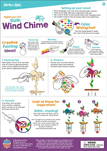 Works of Ahhh Craft Set - Sloth Wind Chime Classic Wood Paint Kit Works of Ahhh...
