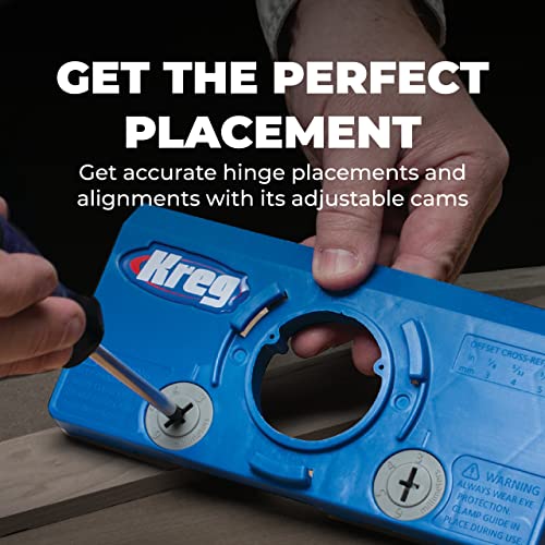 Kreg KHI-Hinge Concealed Hinge Jig - Drill Perfect Holes for Cabinet Hinges & Hardware Installation - Cabinet Door Hinge Tool - Cabinet Hardware Jig KREG