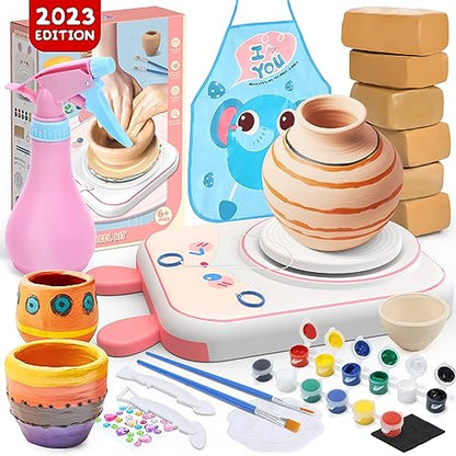 Kids Pottery Wheel Kit,Sunflower Pottery Wheel and Painting Kit for  Beginners with Modeling Clay,Sculpting Clay and Sculpting Tools, Arts &  Crafts