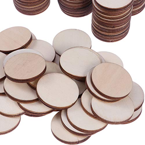 BESPORTBLE 100pcs Pieces DIY Wooden Slices Wood Log Slice Unfinished Wooden Slices Wood predrilled Unfinished Wood Circle Wooden Craft Shapes Wood BESPORTBLE