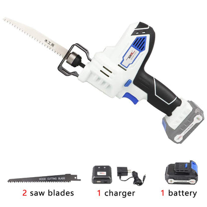 12V Cordless Reciprocating Saw with 2x Wood Blades Includes 2.0Ah Battery, Smart Charger and USB Power Source - WoodArtSupply