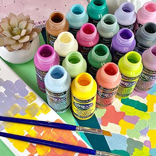 Americana Acrylics Paint, Set of 18 Colors, Popular Picks, 2 fl oz Bottle DecoArt