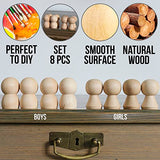 Wooden Peg Dolls Unfinished Set of 8 pcs - Wooden Dolls Peg People Family - Wooden Pegs Male and Female - Wooden Peg Family - Wooden Doll Body for AEVVV
