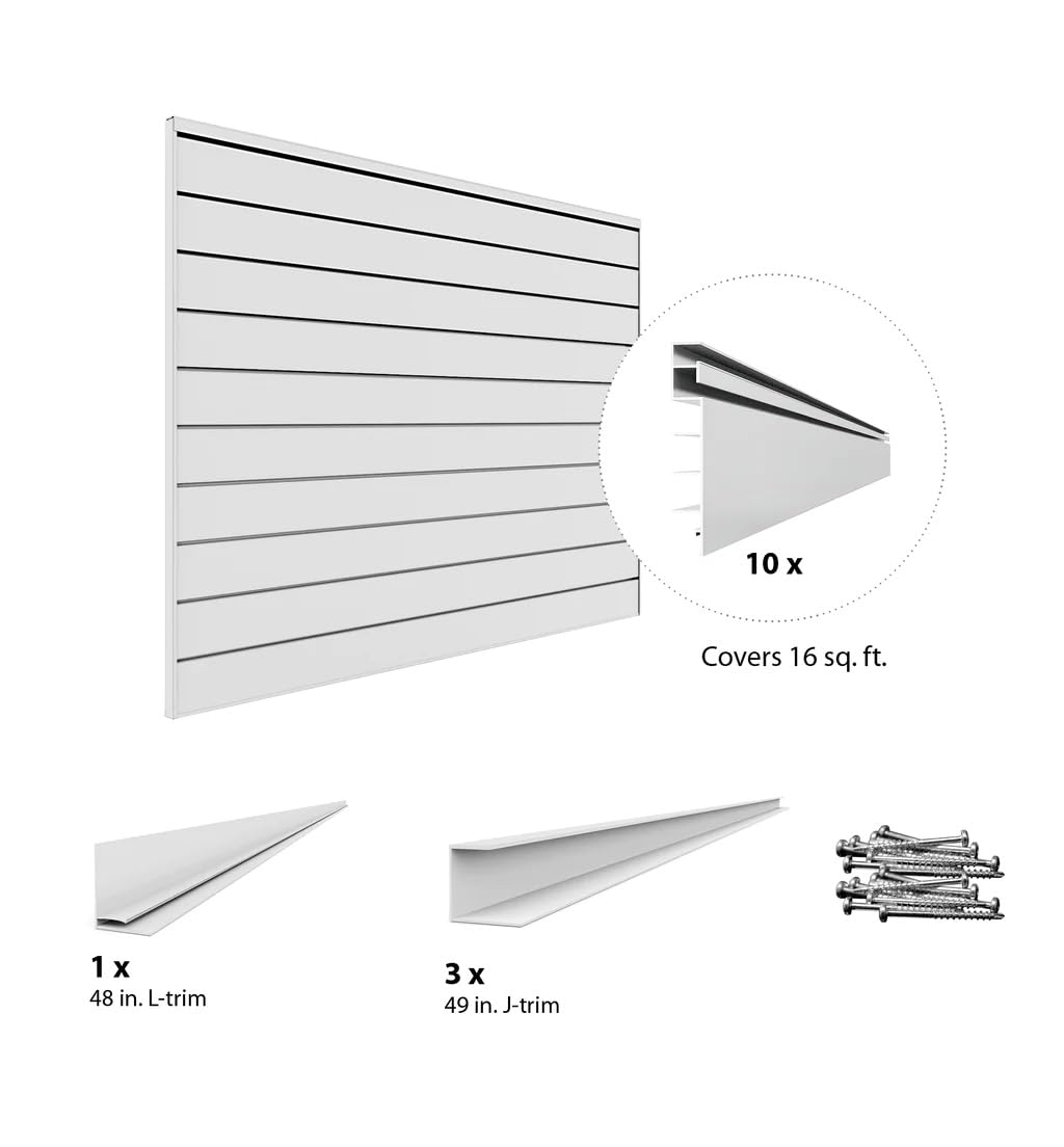 Proslat White 16 square foot Heavy Duty Slatwall Organizer Panel PROSLAT