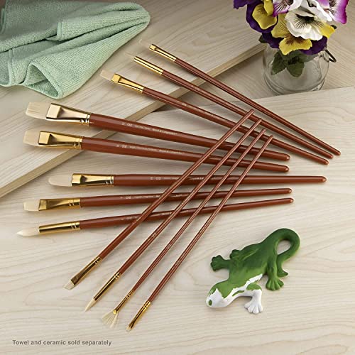 Royal Brush Manufacturing Royal and Langnickel Zip N' Close 12-Piece Brush Set, Firm Bone Taklon - WoodArtSupply