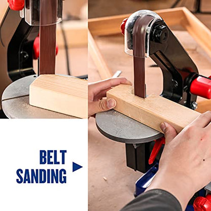 WORKPRO Disc Belt Sander, 1 in. x 30 in. Belt & 5 in. Sanding Disc, Power Combination Sander for Woodworking, including 6pcs Sandpapers