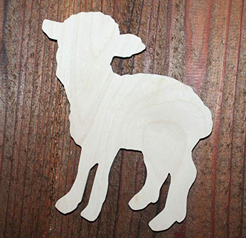 14" Easter Lamb Unfinished 1/8" Thick Wood Laser Cutout Shape Crafts Door Hanger - WoodArtSupply