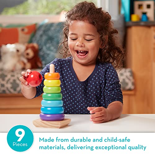Melissa & Doug Rainbow Stacker Wooden Ring Educational Toy - Wooden Rainbow Stacking Rings Baby Toy, Stacker Toys For Infants And Toddlers Melissa & Doug