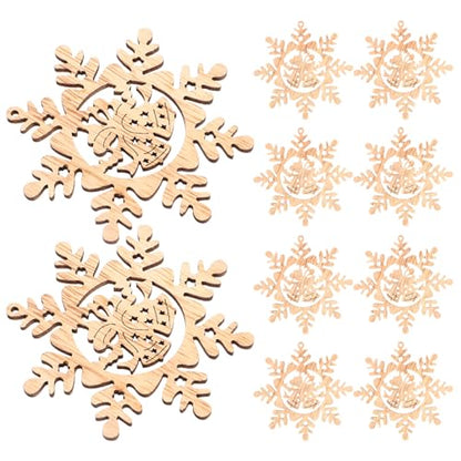 ABOOFAN 1 Set of Christmas Unfinished Wooden Snowflake Ornaments Snowflake Hanging Cutouts Blank Wood Slices Embellishments for Xmas Tree Decorations