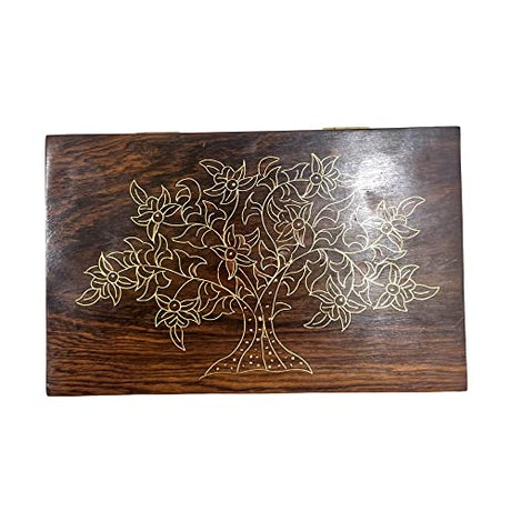 collectiblesBuy Handmade Wooden Box Hinged Lid Brown keepsake Unfinished Jewelry and DIY Crafts Storage Box for Women Jewel Organizer Golden Floral collectiblesBuy
