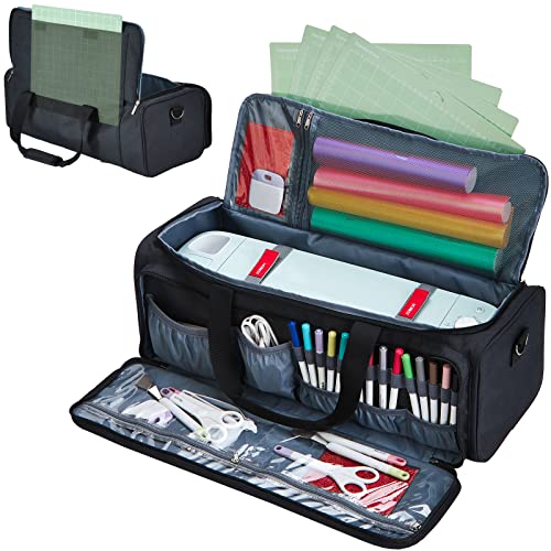 HOMEST Carrying Case for Cricut Explore Air 2/Cricut Maker/Maker 3, Carrier with Multi pockets for 12x12 Mats, Vinyl Rolls, Pens, other tools - WoodArtSupply