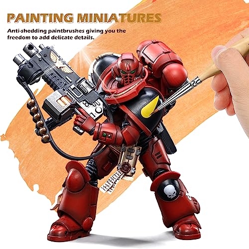 Miniature Paint Brushes,10pcs Micro Detail Paint Brush Set，Small Thin Paintbrush for Acrylic, Watercolor, Oil, Craft, Models, Warhammer 40k Line golden maple