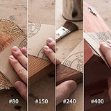 KAKURI Sandpaper Assortment for Wood 80/150/240/400 Grit, Japanese Woodworking Sand Paper Variety Pack Bulk 36 Sheets 9 x 3.6 inches, Made in Japan KAKURI