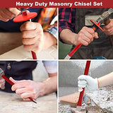 RHBLME 4PCS Masonry Chisel with Hand Protection, 12 Inch Heavy Duty Chisel Set - 2 PCS Flat Head Chisel & 2 PCS Pointed Head Chisel - Used for RHBLME