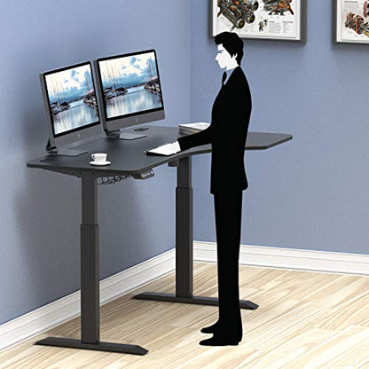 SHW 55-Inch Large Electric Height Adjustable L-Shaped Standing Desk with Right Facing Corner, Black - WoodArtSupply