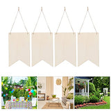 48PCS Unfinished Hanging Wood Sign, Blank Hanging Wooden Slices Banners Unfinished Wood Sign Blank Wood Sign for Pyrography Painting Writing HERCHR