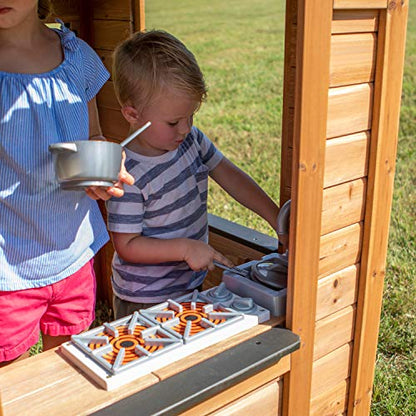 Backyard Discovery Sweetwater All Cedar Wooden Playhouse, Light Brown - WoodArtSupply