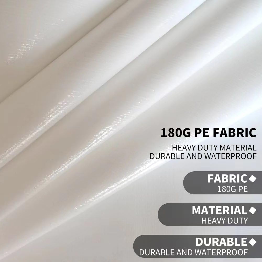 Carport Replacement Canopy, Replacement Top Cover for 12' x 20' Carport Frame, 180G PE Fabric Waterproof & UV Protected Tarp with Ball Bungees, White - WoodArtSupply