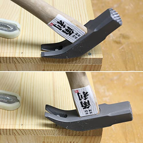 KAKURI Small Hammer Milled Face 8.5 oz, Japanese Claw Hammer for Woodworking and Crafts, Heavy Duty Japanese Carbon Steel, Square Head with Nail KAKURI