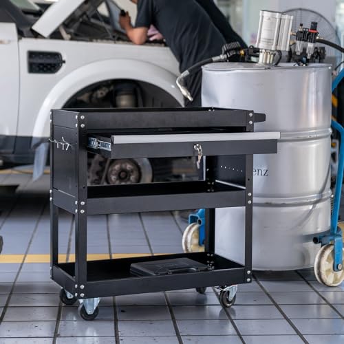 SUN & SUMMER Tool Chest with Wheels, Rolling 3-Tier Tool Box with Wheels 330 LBS Capacity Heavy Duty Utility Industrial Service Cart with Locking SUN & SUMMER