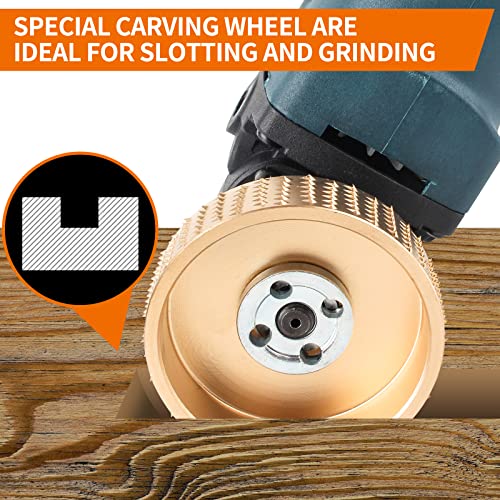 Pomsare 5PCS Angle Grinder Wood Carving Disc Set, 4 and 1/2 Attachments with 5/8 inch Arbor, Stump Tool Grinding Wheel Shaping for Cutting, Cutting Pomsare