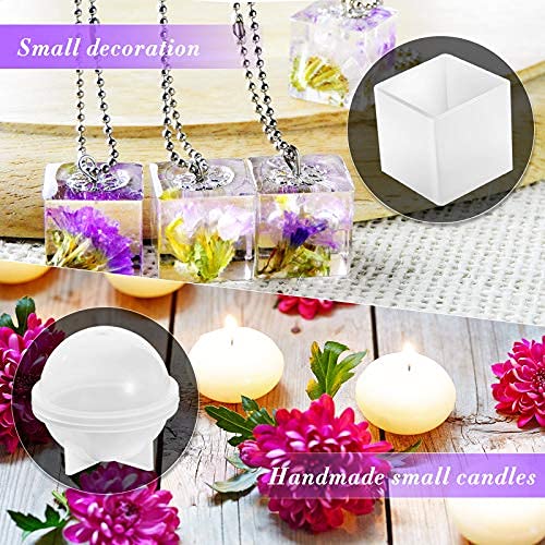 15 Pieces Crystal Resin Molds Pendulum Crystal Molds Include Pyramid Silicone Resin Mold, Round Cone Resin Mold, Sphere, Triangular Cone, Multi-Facet Geiserailie