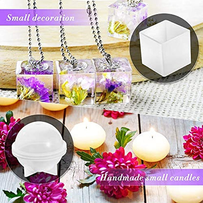 15 Pieces Crystal Resin Molds Pendulum Crystal Molds Include Pyramid Silicone Resin Mold, Round Cone Resin Mold, Sphere, Triangular Cone, Multi-Facet