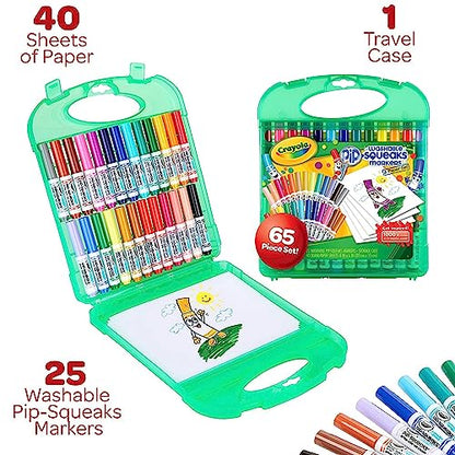 Crayola Pip Squeaks Marker Set (65ct), Washable Markers for Kids, Kids Art Supplies, Holiday Gift for Kids, Mini Markers, Stocking Stuffer, 4+ - WoodArtSupply