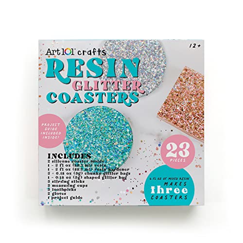 Art 101 Crafts Resin Glitter Coaster Kit, Assorted Colors, 6/Carton (40064) Art 101 USA