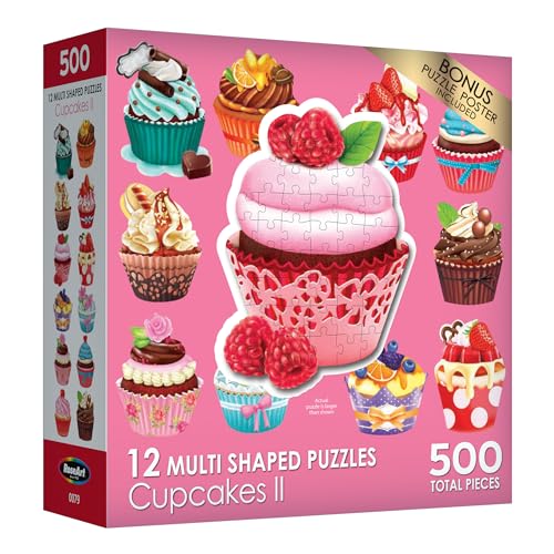 Cra-Z-Art - RoseArt - Mini Shaped - Cupcakes II - 500 Piece Jigsaw Puzzle - WoodArtSupply