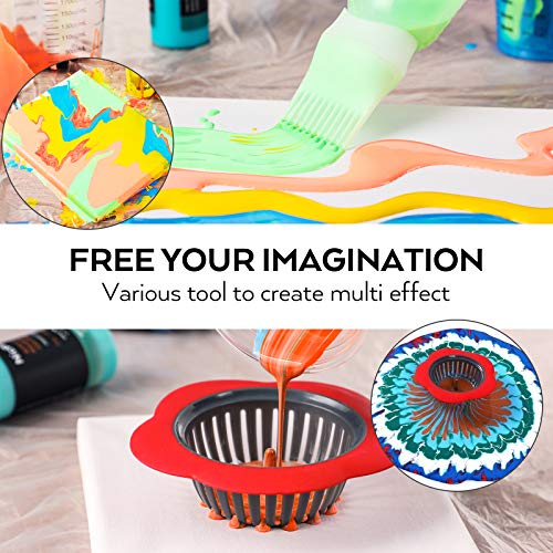 Nicpro Acrylic Pouring Kit, Artist Starter Supplies Including 19 Colors Acrylic Paints,Pouring Medium, Silicone Oil, Canvases, Gloves, Strainers, Nicpro