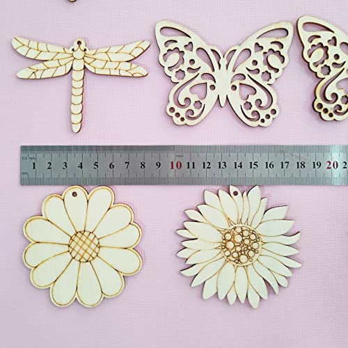 48PCS Unfinished Wood Insect Cutouts with Sling Hole,Butterfly Wooden Blank Paint Crafts for Kids Painting DIY Crafts Home Decoration Craft Project QDXATIVP