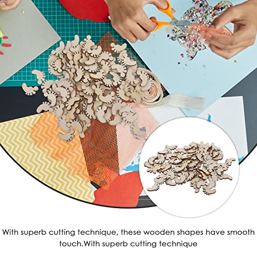 Amosfun 100PCS Foot Shape Wood Slices Christmas Decorations Wooden Cutouts DIY Art Craft Embellishments Ornaments Amosfun