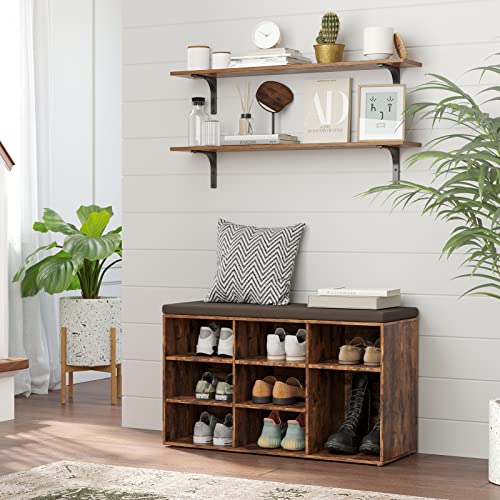 DINZI LVJ Long Wall Shelves, 39.4Inch Wall Mounted Shelves Set of 2, Extra Large Wall Storage Ledges with Sturdy Metal Brackets for Living Room, DINZI LVJ