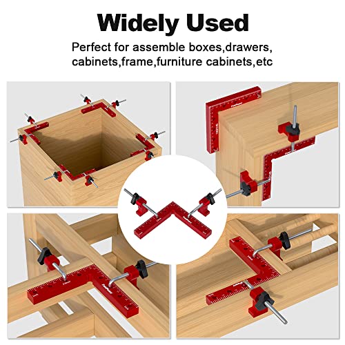 Fivepears 4 Pack 90 degree positioning square clamps set for woodworking, 5.5" x 5.5"(14 x 14cm) aluminum precision right angle corner clamp for FIVEPEARS
