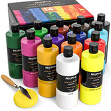 Nicpro 14 Colors Large Bulk Acrylic Paint Set (16.9 oz,500 ml) Rich Art Painting Supplies, Non Toxic for Multi Surface Canvas Wood Leather Fabric Nicpro