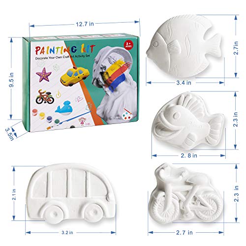 KODATEK 80 Pieces Crafts for Kids Ages 4-8, Kids Arts and Crafts Painting Kit, Paint Your Own Figurines, Kids Activities DIY Toys, Ceramics Plaster KODATEK