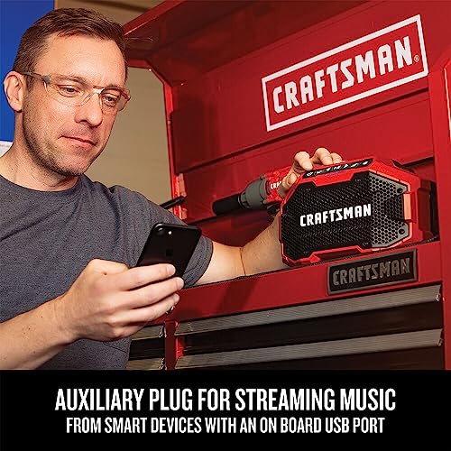 CRAFTSMAN V20 Wireless Portable Bluetooth Speaker, Tool Only (CMCR001B), Red Craftsman